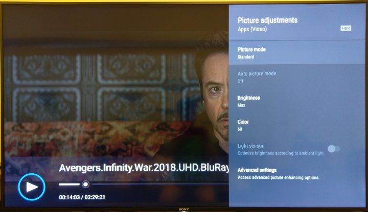 Sony 65X850E 看無限之戰 REMUX 4K HDR 顏色比FHD x264 壓縮還糟糕