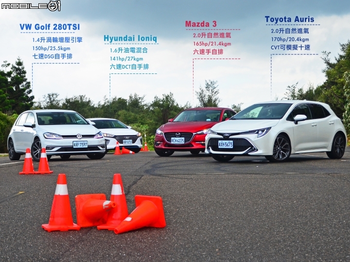 進口中型掀背車誰與爭鋒!Auris/Mazda3/Golf/Ioniq集體評比與330公里油耗實測