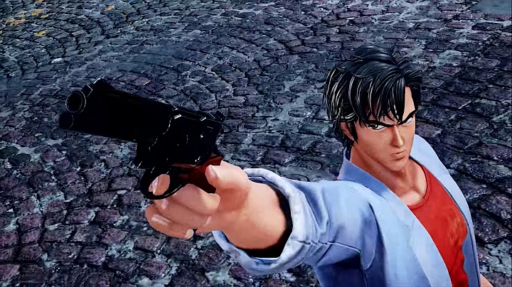 《JUMP FORCE》新角色 - 冴羽獠:在前導影片中,除了他的愛槍 Python 蟒蛇 4 寸左輪手槍可以使用外,也有散彈槍、火箭砲.....跟槙村香手拿的鐵鎚都有出現! 《JUMP FORCE》新角色 - 冴羽獠:在前導影片中,除了他的愛槍 Python 蟒蛇 4 寸左輪手槍可以使用外,也有散彈槍、火箭砲.....跟槙村香手拿的鐵鎚都有出現!