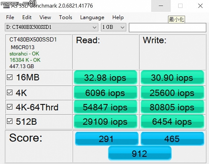 Crucial BX500 SATA SSD固態硬碟-4K-64Thrd的測試項目中的讀寫效能表現可達到55182iops與80892iops。 Crucial BX500 SATA SSD固態硬碟-4K-64Thrd的測試項目中的讀寫效能表現可達到55182iops與80892iops。