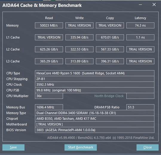 【測試】ASUS ROG B350F & 幻光戟 DDR4 3200 CL16 OC 3400跑3D MARK成功