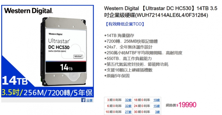 HGST 12TB 和 WD 14TB 價格差了幾百塊，容量卻差了 2TB ？