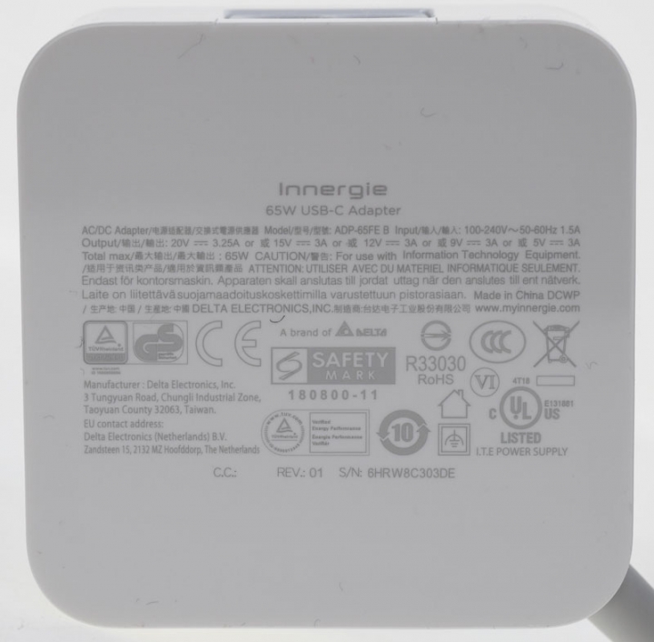 Innergie 65W內建USB-C纜線充電器開箱測試