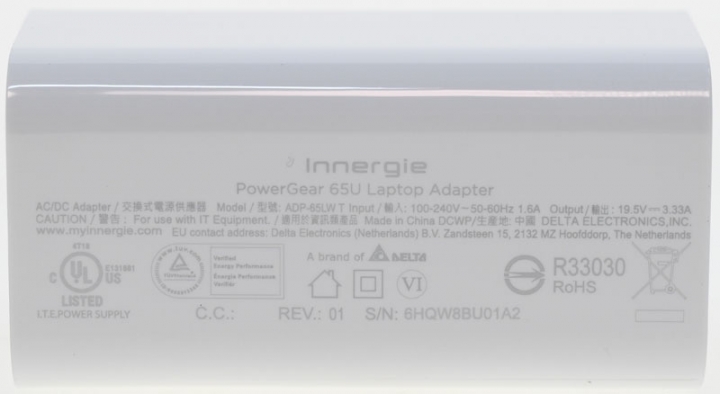 Innergie 65U迷你型65W筆電充電器開箱測試