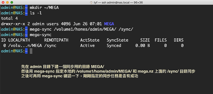 設定 Synology NAS 跟 MEGA.nz 的檔案同步
