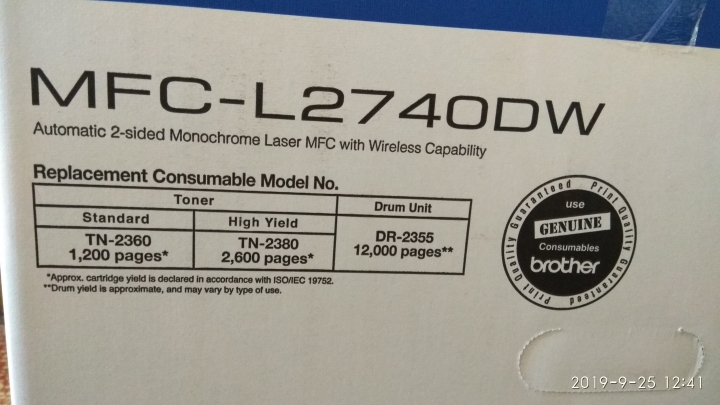 Brother MFC-L2740DW開箱