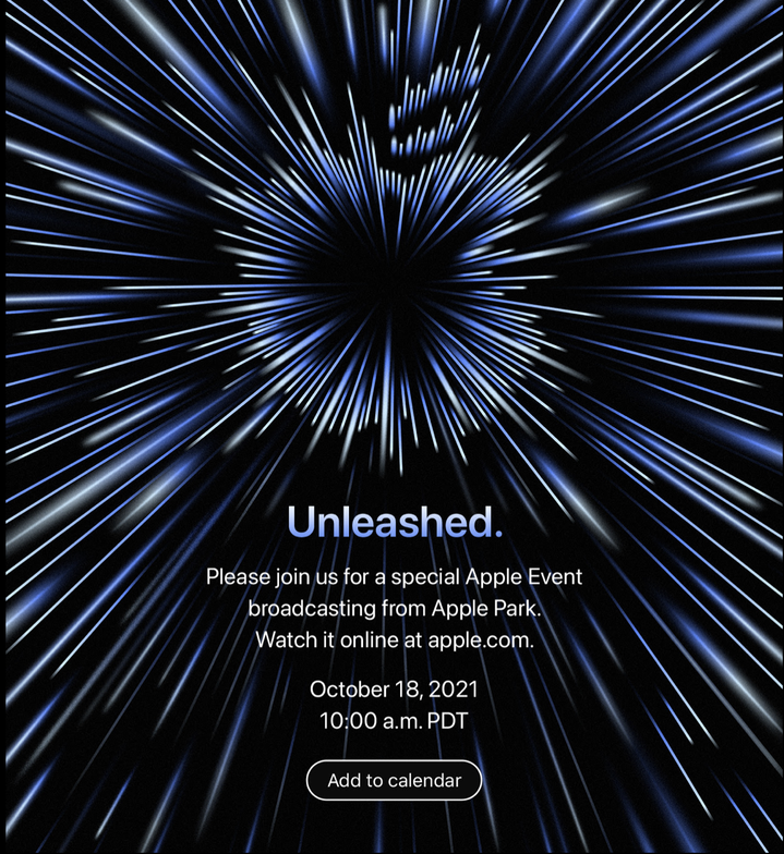 Apple 特別活動 10/19 凌晨一點登場! MacBook Pro 14/16 正式發表?