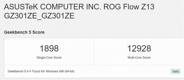 跑分ROG FLOW Z13 I9-12900H版開箱更新