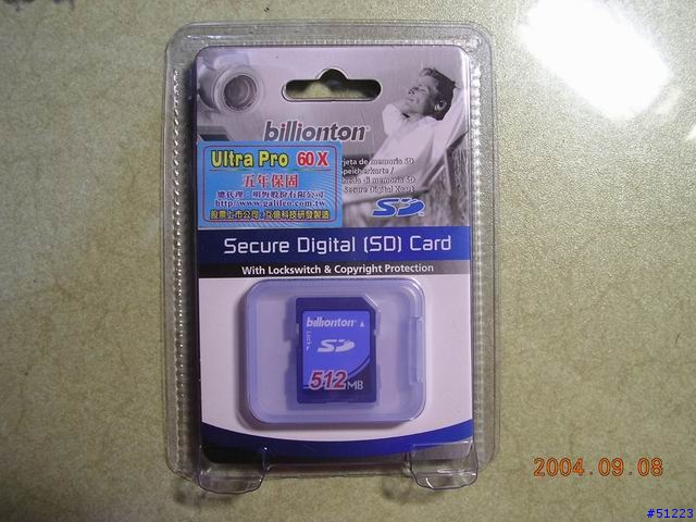 安X超低價512MB Billionton SD卡測試報告