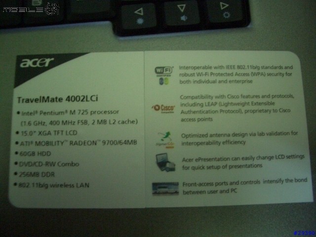 ACER TM4002LCI入手   1.6Dothan版    有圖版