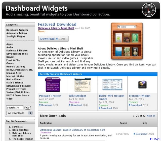 Apple Dashboard 下載區正式成立了..