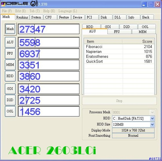 [分享]ASUS Z91C5PDR(華碩25000元內超值文書機種)補上與2603效能差異圖