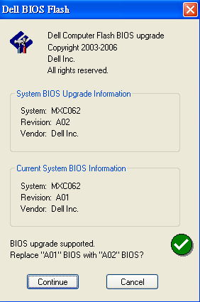 DELL XPS M1210 BIOS 更新 A01 ---> A02
