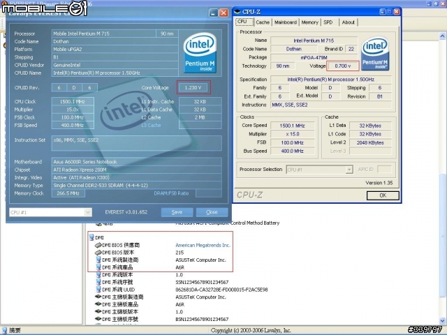 Pentium M 715於1.5GHZ運作下只需0.7V?