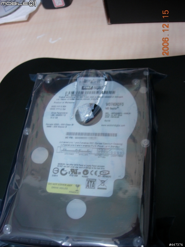 [分享] WD Raptor 740ADFD（萬轉暴龍）開箱照 + 不負責測試報告