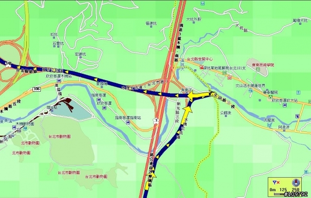 使用PaPaGo從二高木柵交流道往台北該怎麼走?
