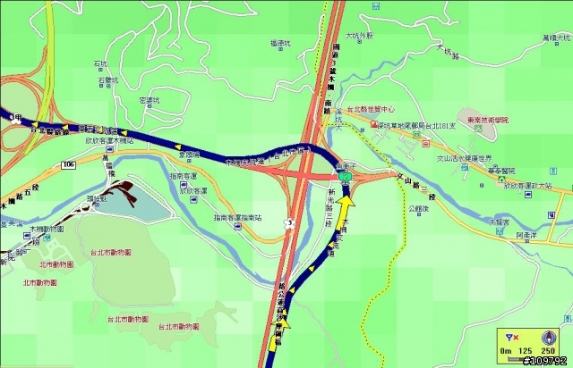 使用PaPaGo從二高木柵交流道往台北該怎麼走?