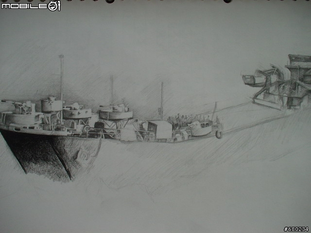 【素描練習】一艘兩棲戰車登陸艦的形成