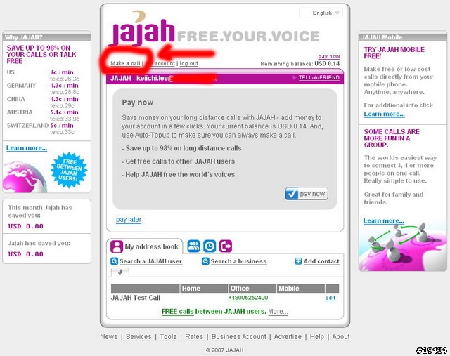 不限哪家門號，取得每星期150分鐘的免費通話時數～JAJAH