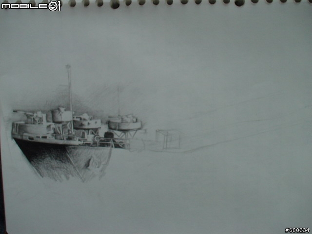 【素描練習】一艘兩棲戰車登陸艦的形成