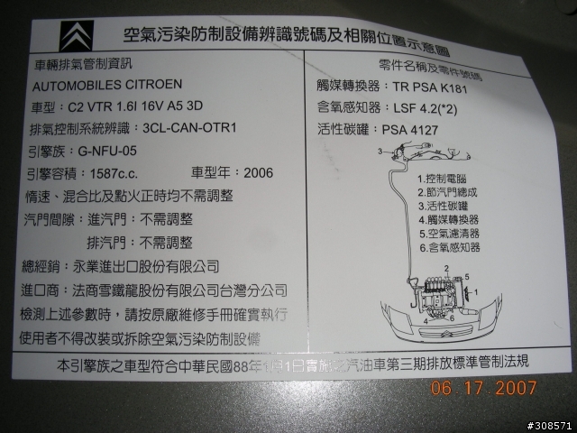 公路快跑遊戲機 CITROEN C2 1.6 VTR