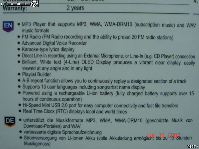 [分享] 創見 T.Sonic 630 MP3 隨身聽 (2GB 版本) [圖很多]