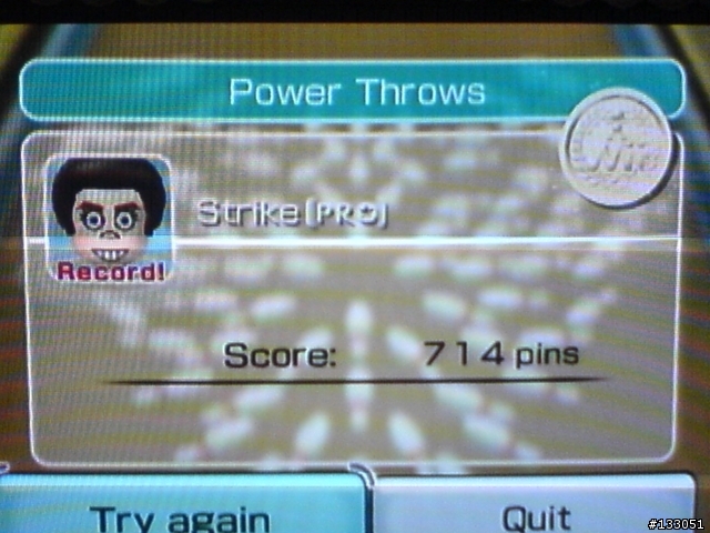 請問大家玩Wii Sport 的Power Throw 最高幾分?