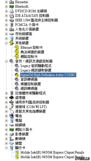 請問各位大大  我的SZ 436  慣回XP後還有幾個驅動還是問號跟驚嘆號   請各位大大幫小弟看一下  感激不盡