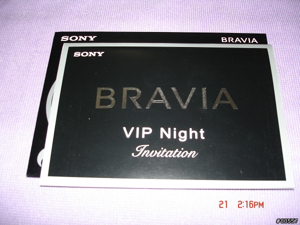 收到SONY 的VIP邀請卡(BRAVIA x系列全新機種發表會)