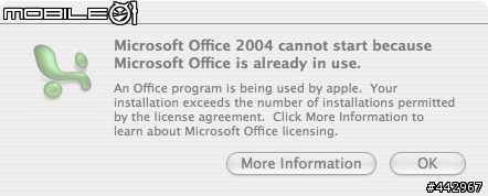 Office 2004 for MAC 常出現的錯誤訊息