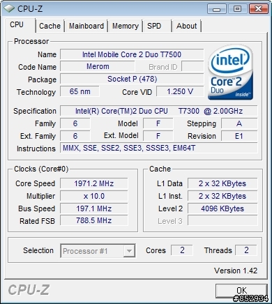 我的 x61 究竟是 T7300 還是 T7500