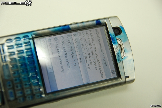 [P990i]Gmail Java Client MIDlet permission訊息