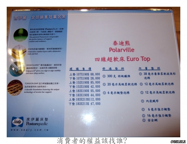 Sealy 消費者有知的權益!