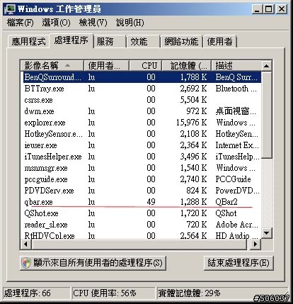 S41-27 的Qbar.exe是在忙著處理什麼作業