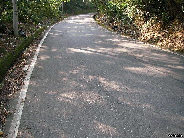 觀音山中直路陡坡白天實景照片