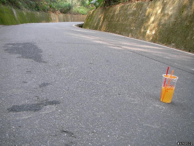 觀音山中直路陡坡白天實景照片