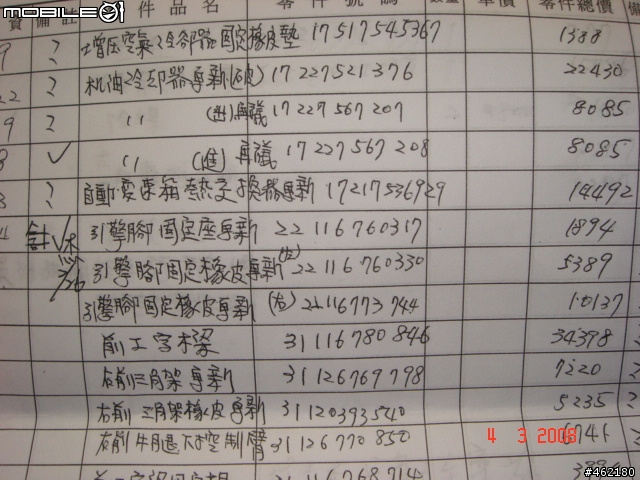 [分享]給大家參考e九二的零件價錢
