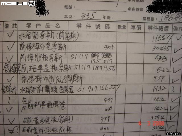 [分享]給大家參考e九二的零件價錢