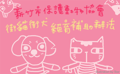 [消息]新竹市保護動物協會街貓街犬絕育手術費用補助辦法(所有公告事項以新竹保動網站公告為準！)