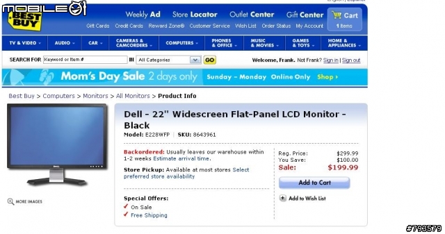 美國BEST BUY 特價Dell E228WFP螢幕9USD