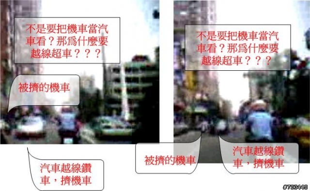來看看機車族無耐的照片寫照，因此廢除禁行機車道，不濫畫，台灣的交通才有光明。
