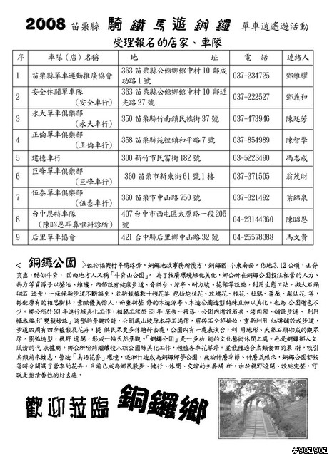 2008苗栗縣騎單車遊銅鑼單車逍遙遊活動6/22（日）