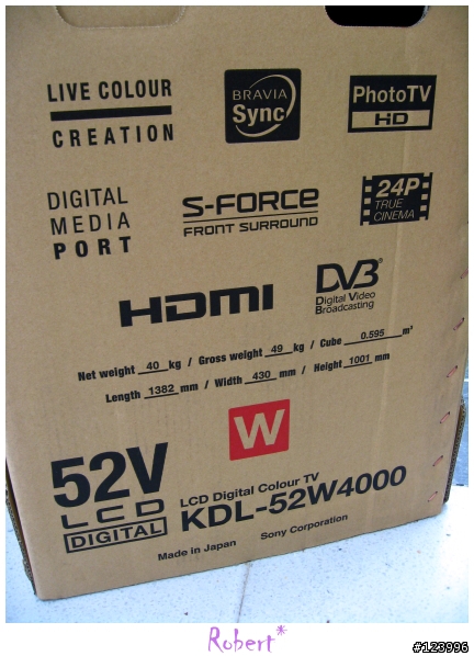 [也是開箱] 熱門 SONY 52吋液晶電視 52W4000  BD訊號測試