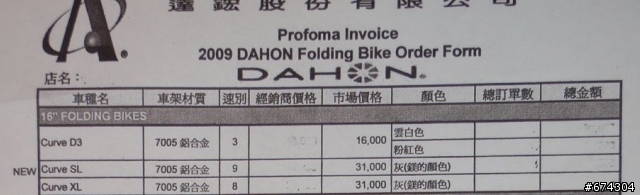 2009年DAHON車錄  價位 和顏色