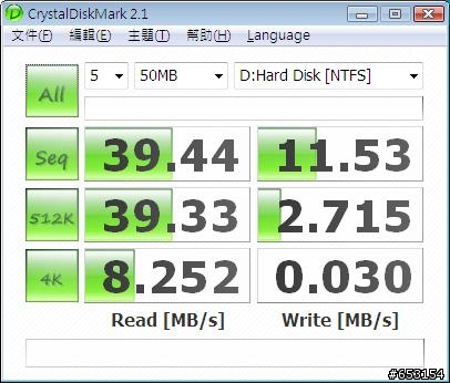 [測試] EEE PC 1000 40G SSD with VISTA 硬碟速度
