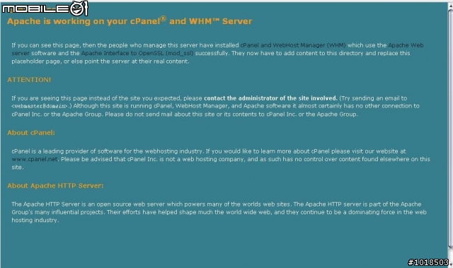 Great Success ! Apache is working on your cPanel® and WHM™ Server