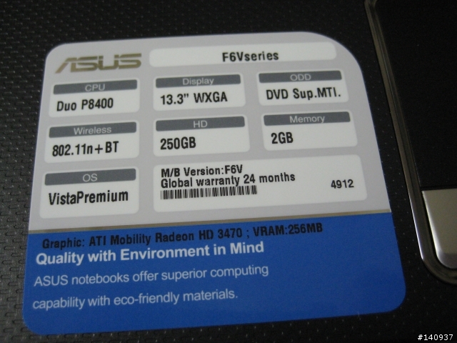 [開箱] Asus F6V 本人的第一台筆電^^ 不專業的開箱XD