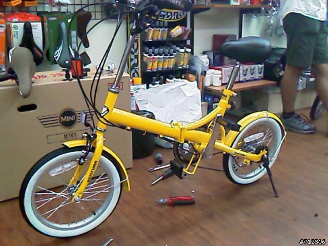 威寶腳踏車(小黃)=台哥大腳踏車(小白)=美利達 fb-106 改..改...改...16吋雙盤無敵小折