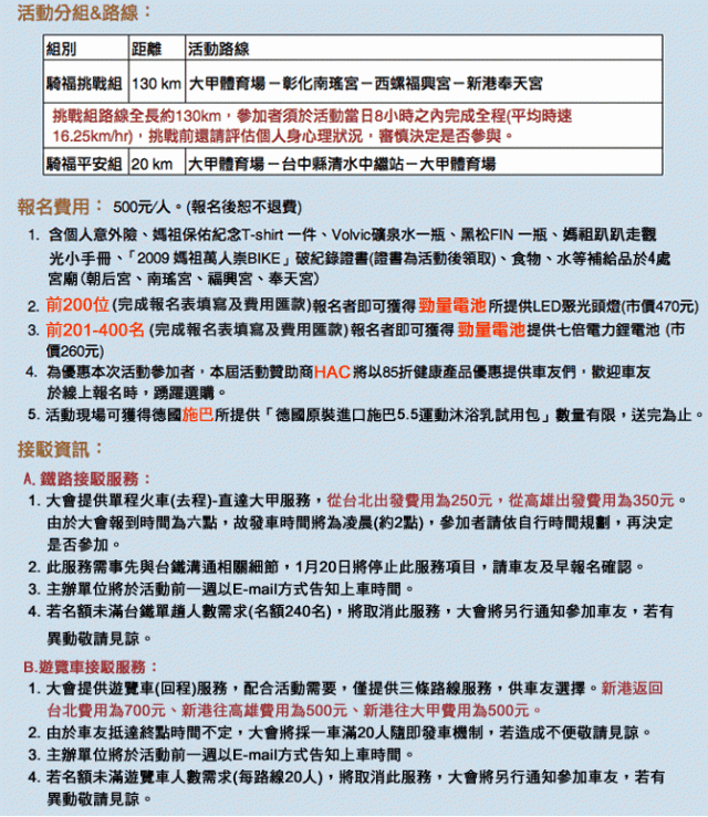 2009大甲媽--奉天宮自行車活動