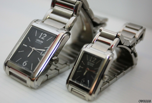 【分享】CITIZEN星辰錶  光動能發電對錶‧經典都會薄身方形腕錶